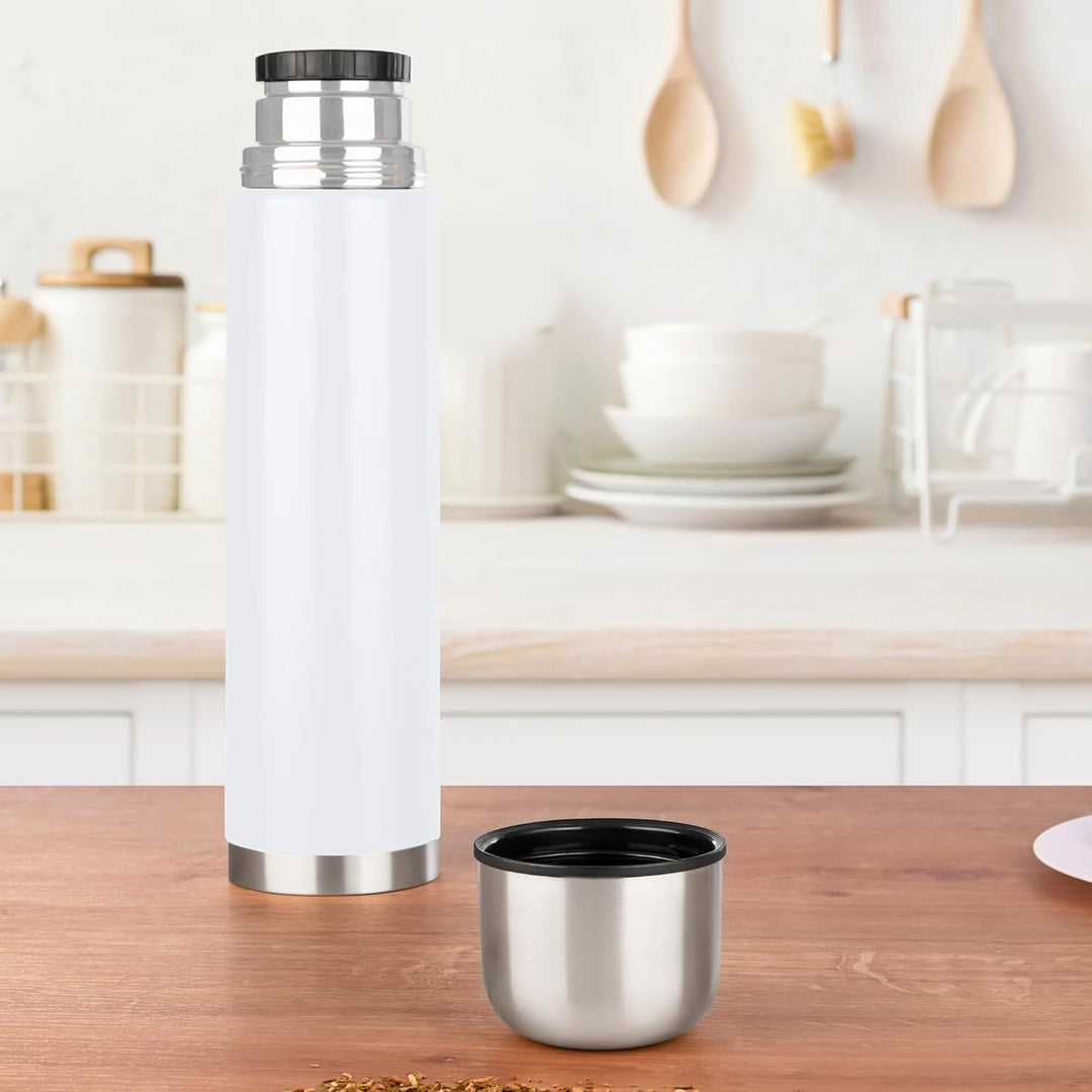 GRÄWE Thermoflasche, Edelstahl, 1L Vakuum-Isolierte Isolierflasche mit Drehverschluss und Trinkbeche