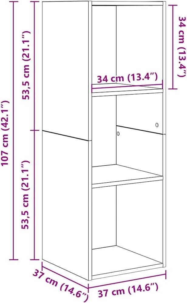 vidaXL TV-Schränk mit Regal Wandmontiert mit Speicher Altholz 37 x 37 x 107 cm Holzwerkstoff 107 cm