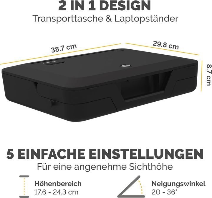 Fellowes Tragbarer Laptop-Ständer Tragetasche - Breyta™ 2-in-1 Design mit 5 Höhenverstellungen - Ide