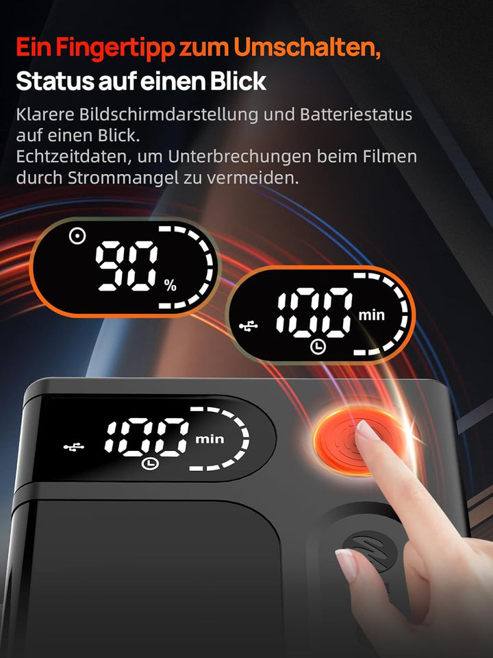 V-Mount Akku, Moman Power 50 Touch Klein V-Lock Batterie 50Wh/3450mAh mit Berührungstaste&LED Bildsc