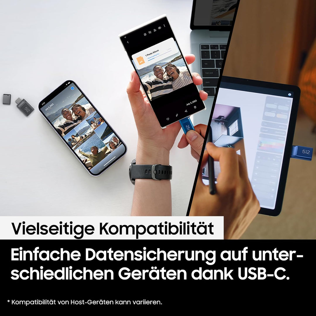 Samsung USB-Stick, USB-C, 512 GB, 400 MB/s Lesen, 110 MB/s Schreiben, USB 3.2 Gen1 Flash Drive für N