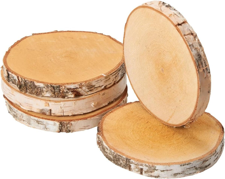 matches21 HOME & HOBBY Holzscheiben zum Basteln oder Dekorieren - 5 Stück naturbelassene Baum-scheib