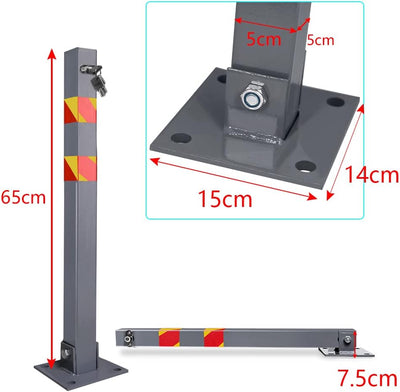 UISEBRT 2x Parkplatzsperre Parkpfosten Klappbar mit 3 Schlüssel - Robust und Stabil Absperrpfosten S