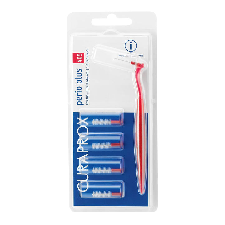 Curaprox Interdentalbürsten CPS 405 perio plus, Set aus 5 Bürsten Grösse 1,3 mm und einem Halter UHS
