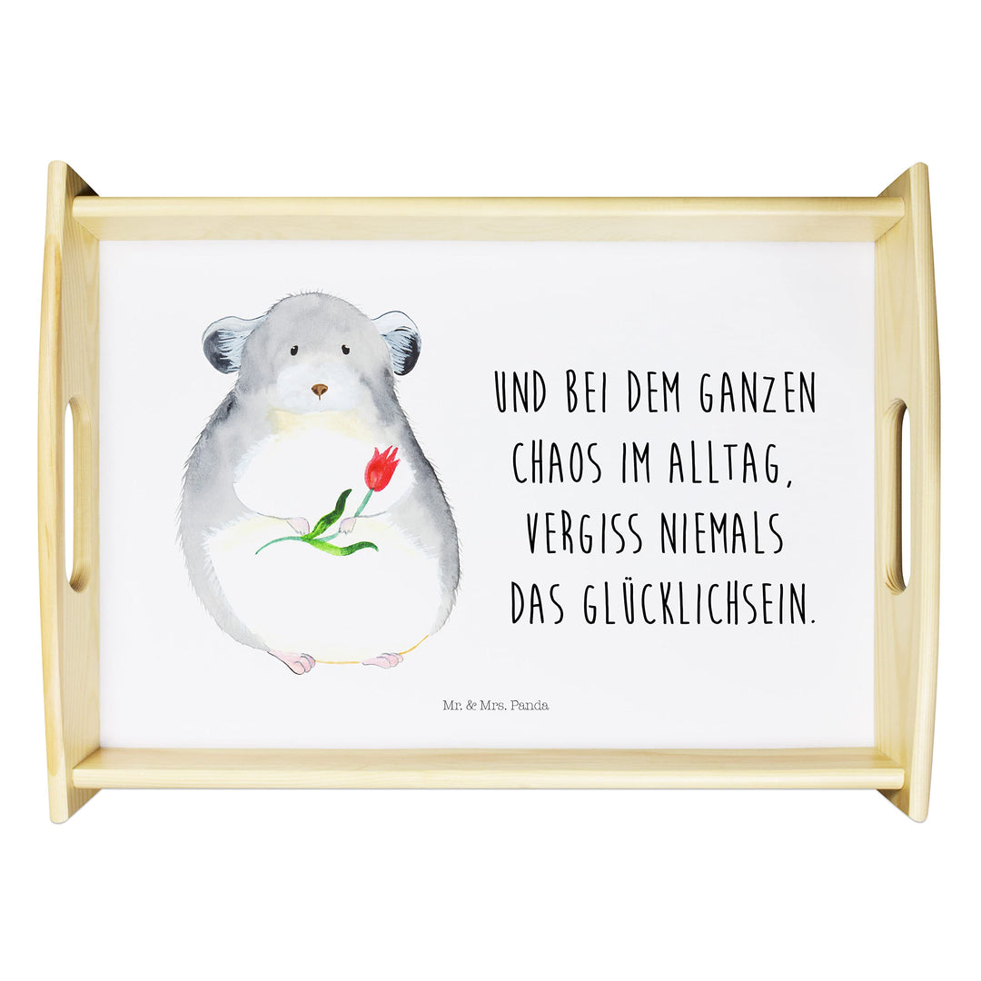 Mr. & Mrs. Panda Servier Tablett Chinchilla Blume - Geschenk, Kummer, Glücklichsein, Chinchillas, Kü