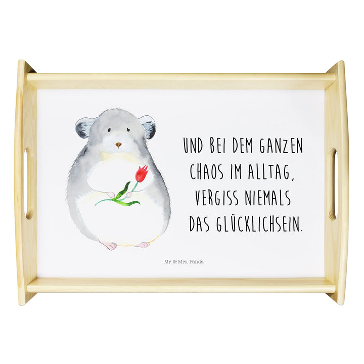 Mr. & Mrs. Panda Servier Tablett Chinchilla Blume - Geschenk, Kummer, Glücklichsein, Chinchillas, Kü