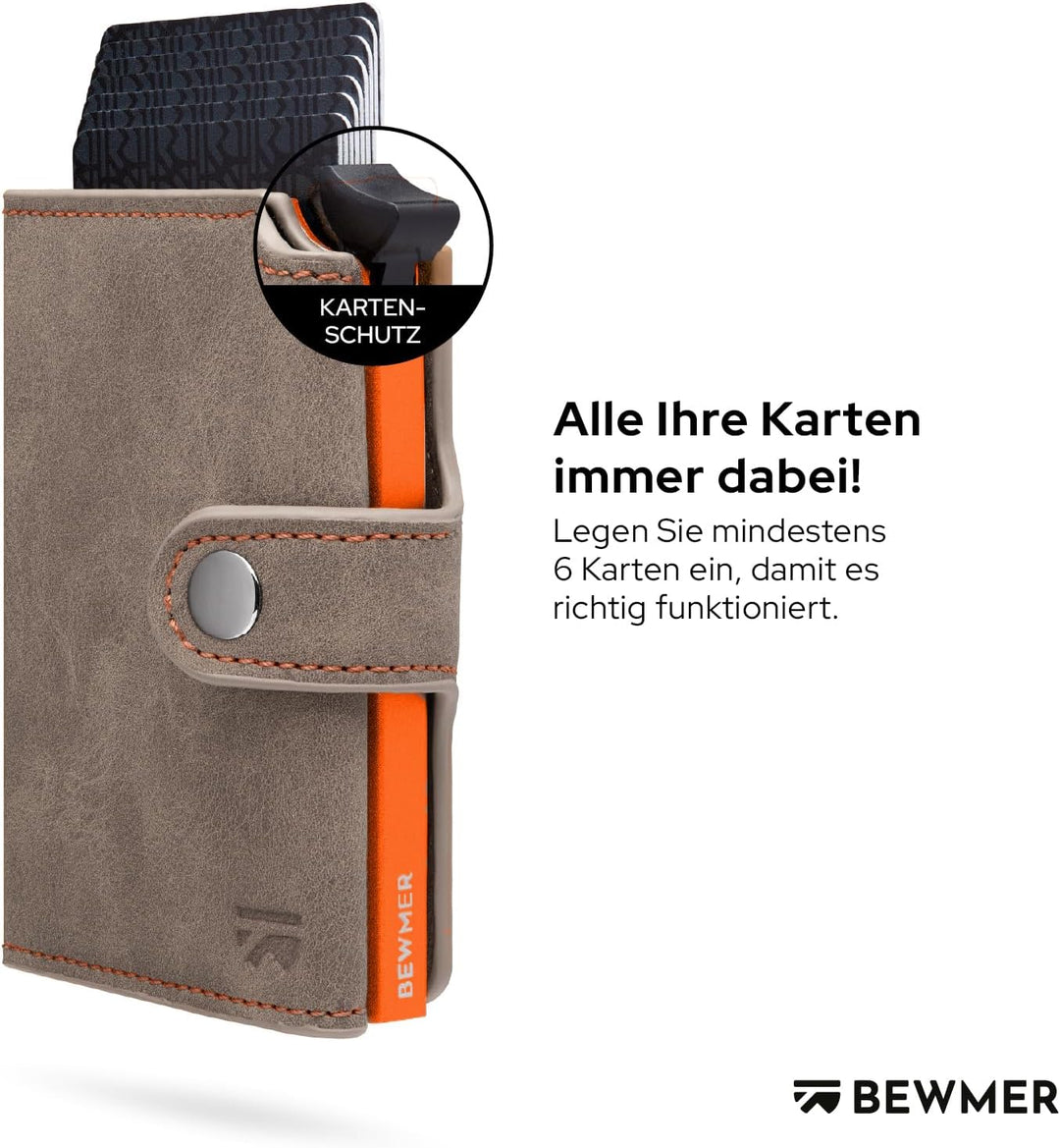 BEWMER 2 Shielded | Herren und Damen Slim Wallet mit RFID-Schutz Anti-Cloning | Kartenetui mit Münzf
