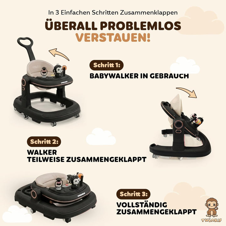 Twinky Lauflernhilfe mit Spielset und Bodenmatte | Robuste Laufhilfe mit 4 verstellbaren Positionen