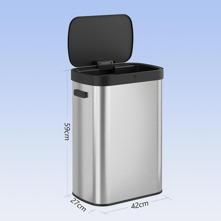 WLIVE Mülleimer 50L mit Sensor, Automatischer Abfalleimer aus Edelstahl, Berührungsfreier Küchenabfa