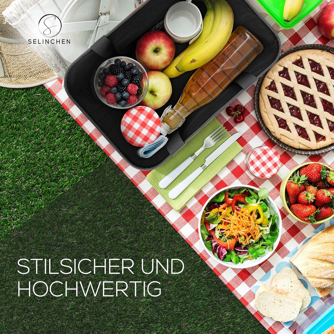 Selinchen® - Premium Einkaufskorb | Hochwertige Einkaufstasche faltbar und mit PU-Ledergriff | Ideal