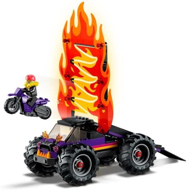 LEGO 60339 City Stuntz Stuntshow-Doppellooping Set, inkl. Rampe, Monstertruck, 2X Motorrad und 7 Min