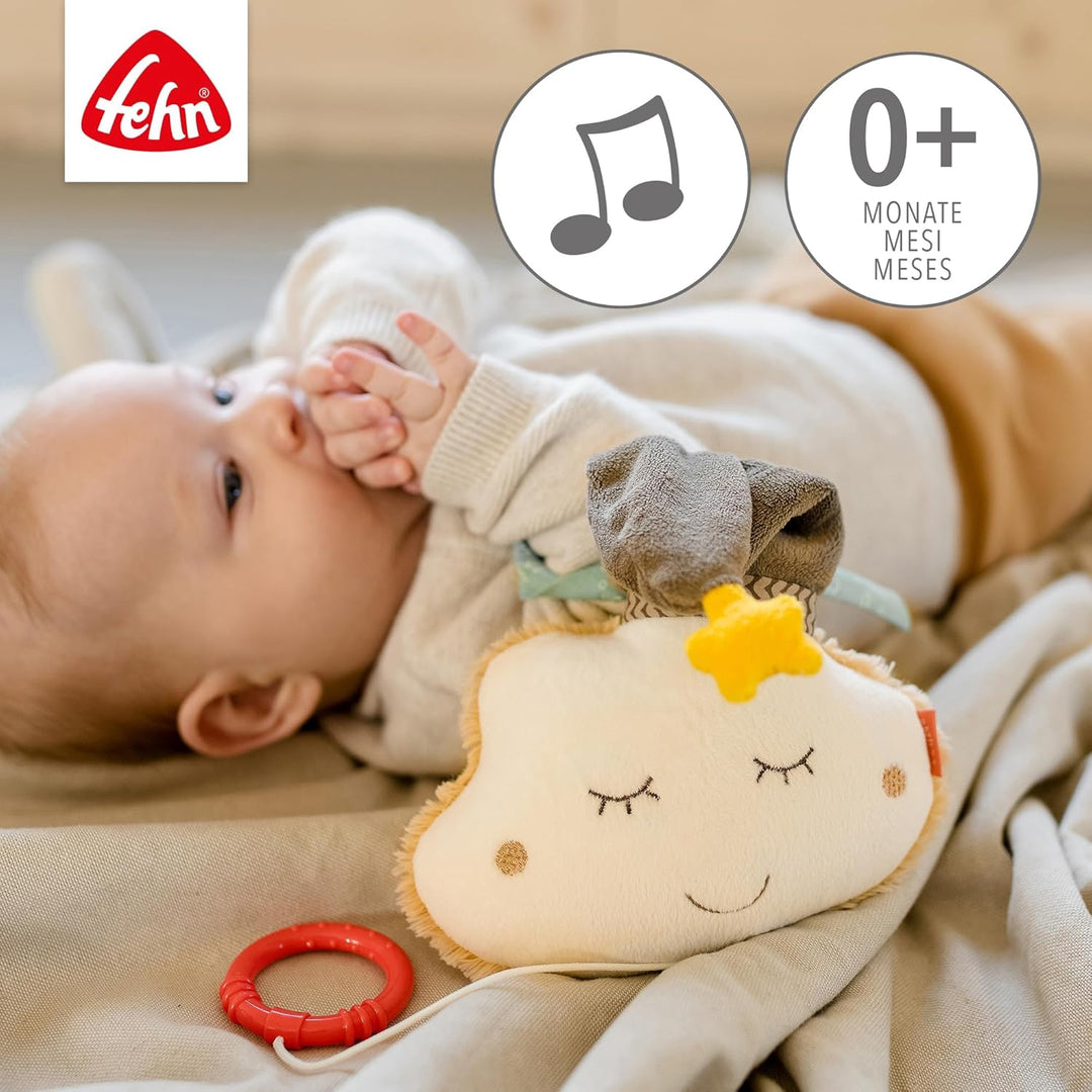 Fehn Spieluhr Baby Einschlafhilfe Wolke - Kuscheltier mit sanfter Einschlafhilfe Melodie "Schlaf Kin