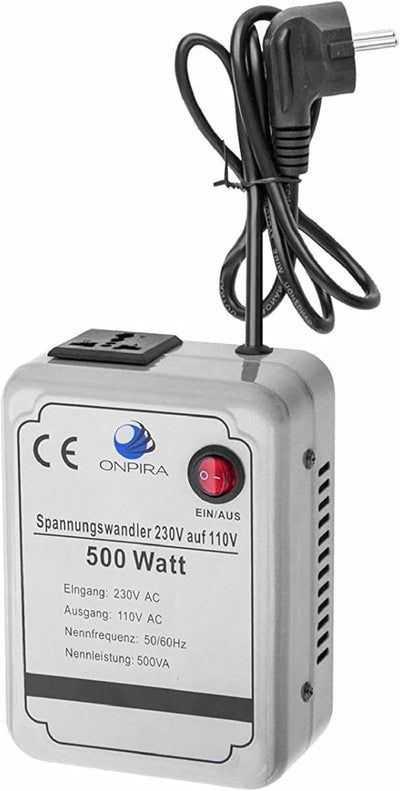 220V auf 110V Spannungswandler Transformator Wandler Umwandler Converter 230V AC (500W), 500W