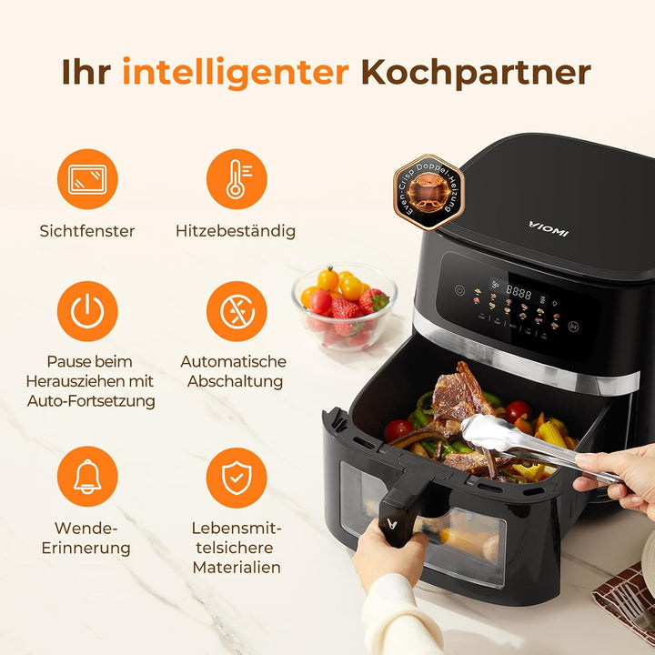 VIOMI VORTEX Heissluftfritteuse 7L Air Fryer, 2000W,Ober- und Unterhitze, 12 Voreingestellte Kochpro