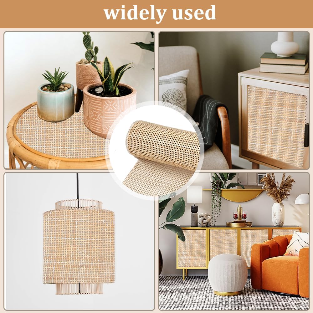 Kleemeiero Rattan-Gurtband 45 x 152cm Cane Webbing Roll Natürliche Geweberolle Gewebtes Offenes Gefl