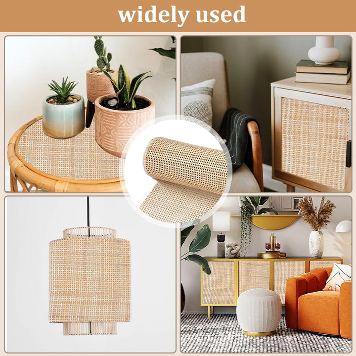 Kleemeiero Rattan-Gurtband 45 x 152cm Cane Webbing Roll Natürliche Geweberolle Gewebtes Offenes Gefl