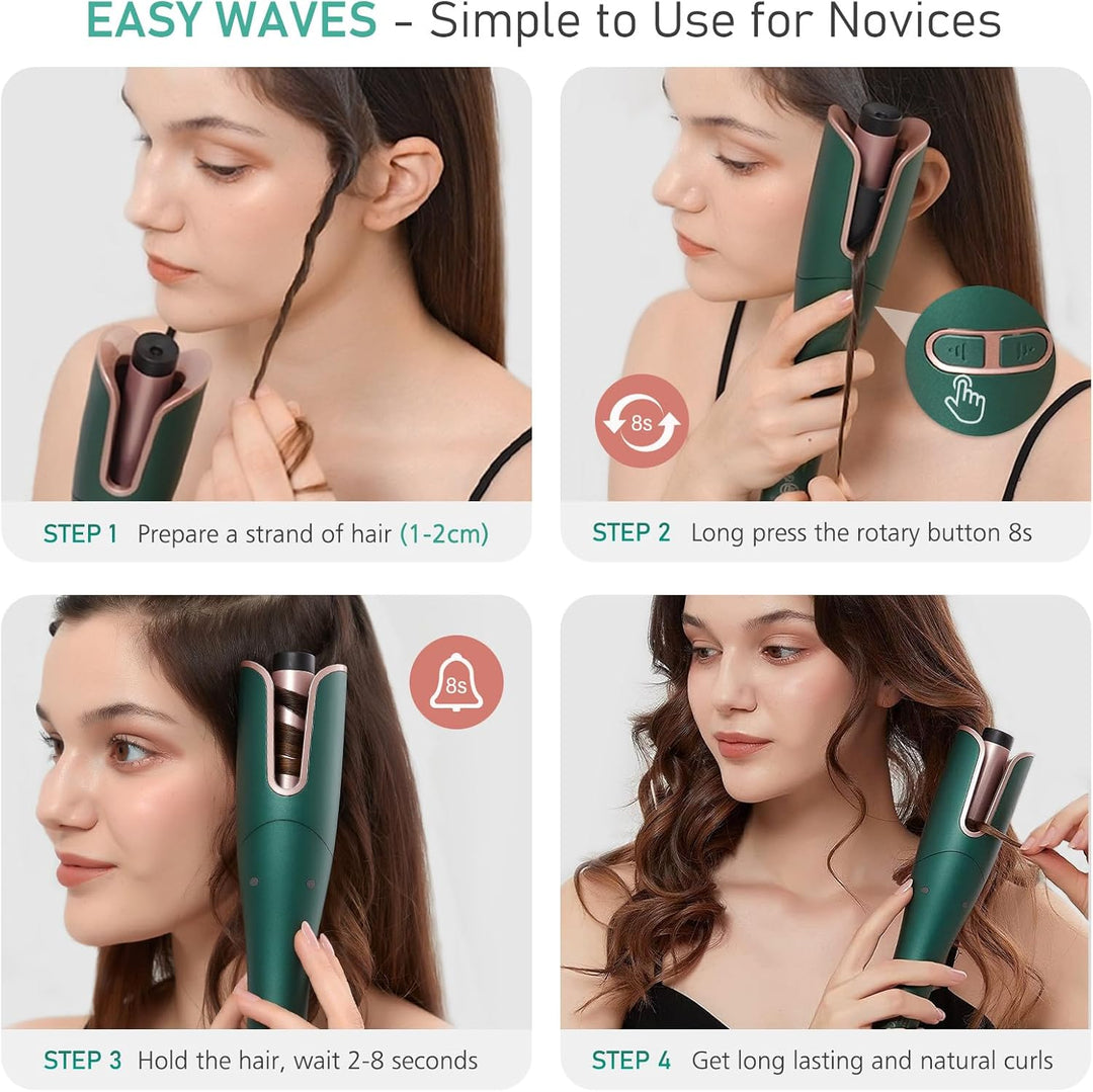 Lockenstab Automatisch, Janelove Automatischer Lockenstab Grosse Locken für Lange Haare, Negativ-Ion