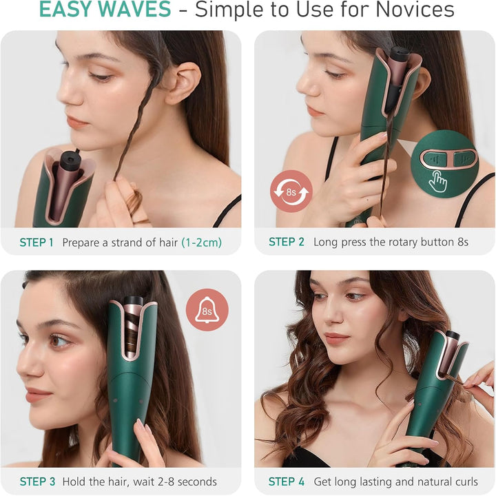 Lockenstab Automatisch, Janelove Automatischer Lockenstab Grosse Locken für Lange Haare, Negativ-Ion