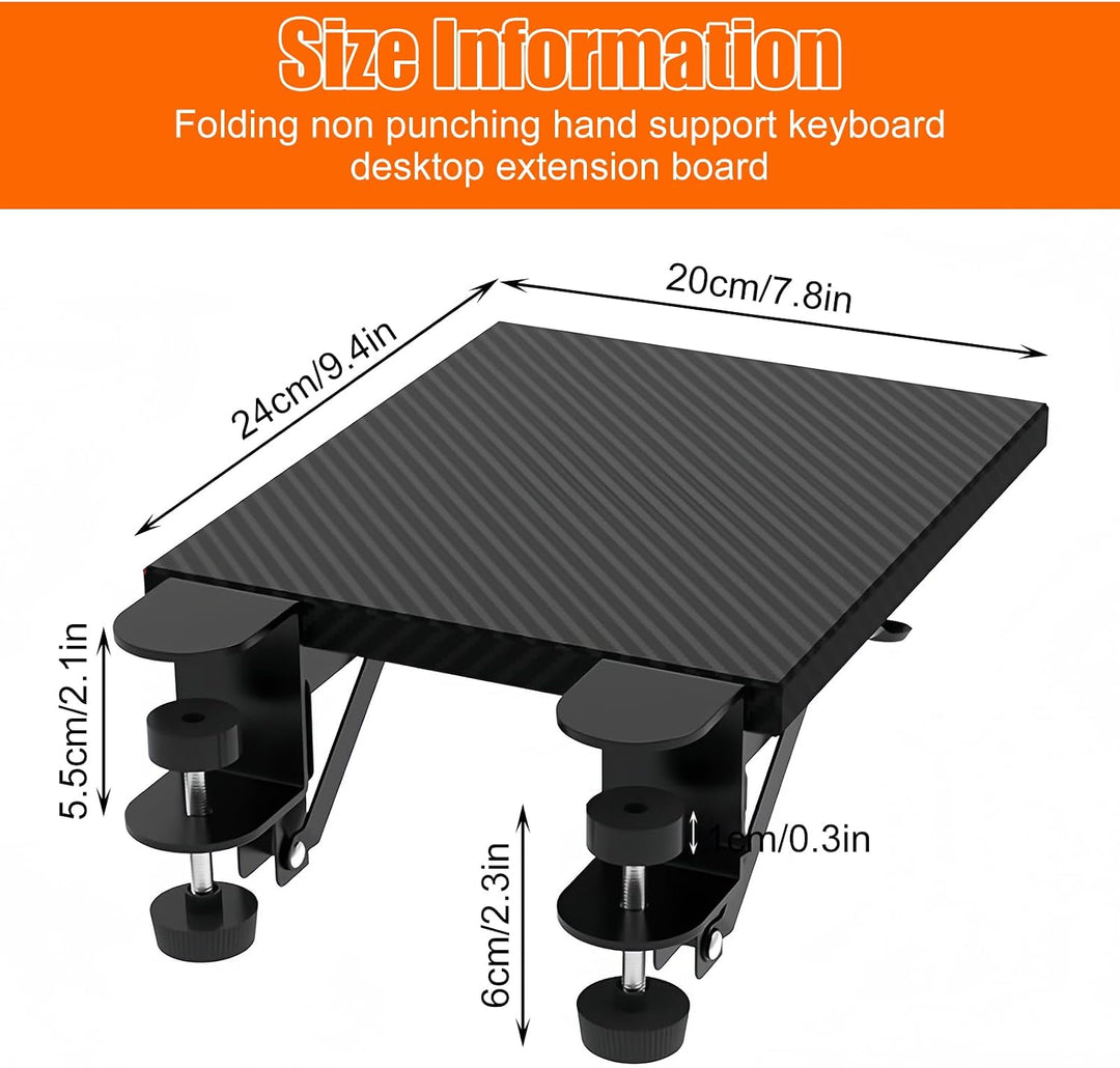 Tischverlängerung, Schreibtisch Erweiterung Ergonomische 20×24cm, 90° Faltbare Armauflage, Schreibti