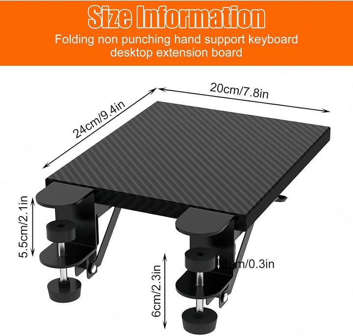 Tischverlängerung, Schreibtisch Erweiterung Ergonomische 20×24cm, 90° Faltbare Armauflage, Schreibti
