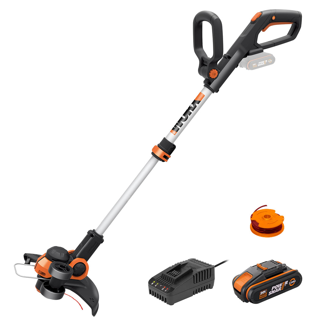WORX 18V(20V MAX) Akku-Rasentrimmer WG163E.2, 2,0Ah, PowerShare, 2-in-1 Rasentrimmer & Kantenschneid