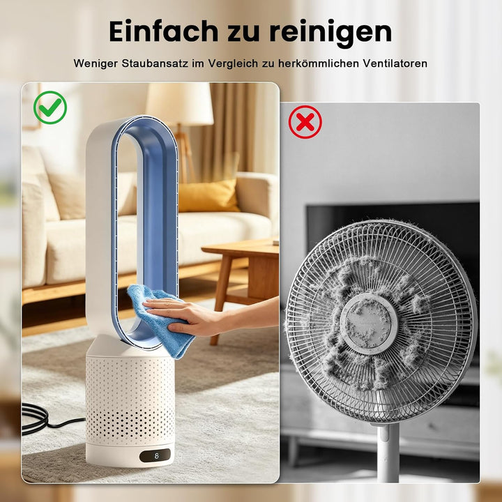 Rotorloser Ventilator mit Fernbedienung, cooling ace Lüfter, Luftkühler, mobiles Klimagerät, 8 Gänge