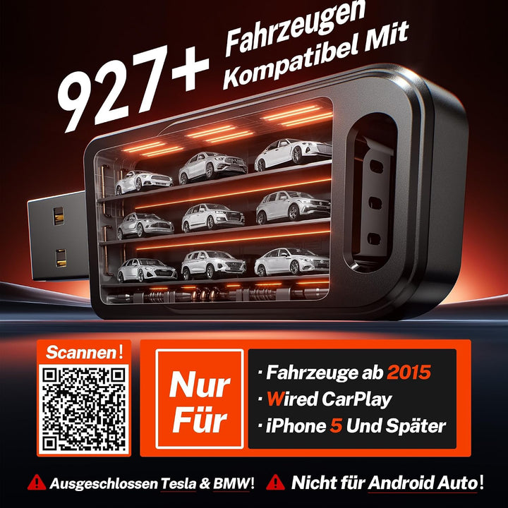 für Apple Carplay Wireless Adapter, Autoverbindung, Keine Latenz, Plug&Play, Wireless Carplay Adapte