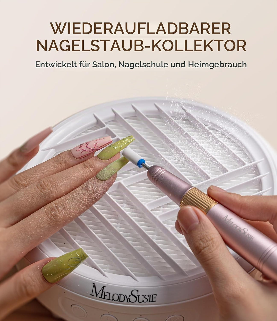 MelodySusie SProR Wiederaufladbarer Nagelstaubsauger, Vakuum Professioneller Staubabsaugung mit Filt