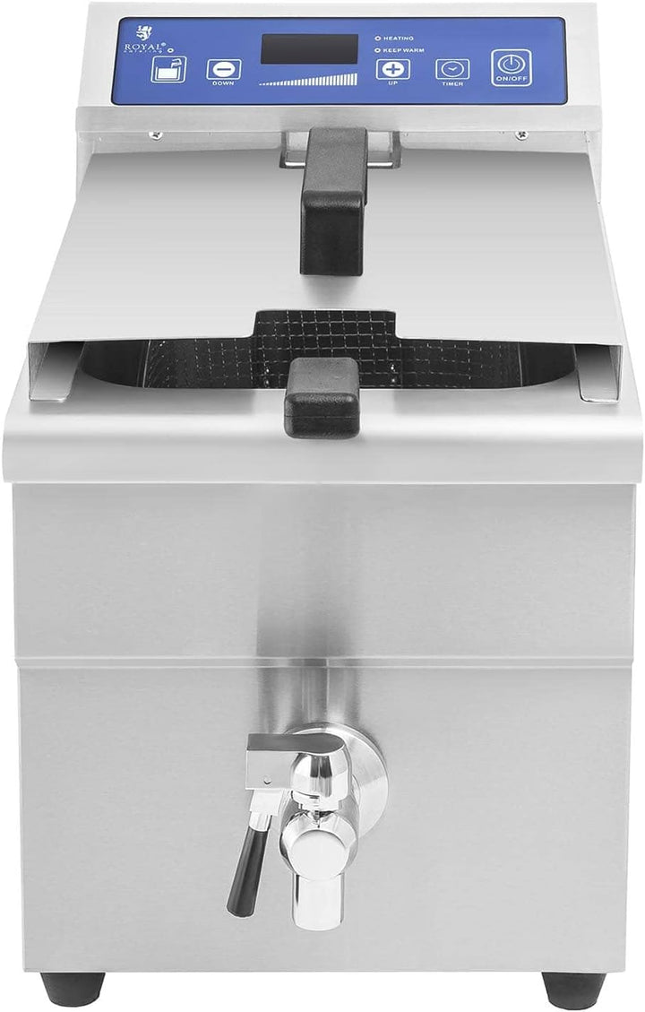 Royal Catering Horeca Induktions-Fritteuse 10 l, 3.500 W, 60-200 °C, mit Ablassventil und Timer