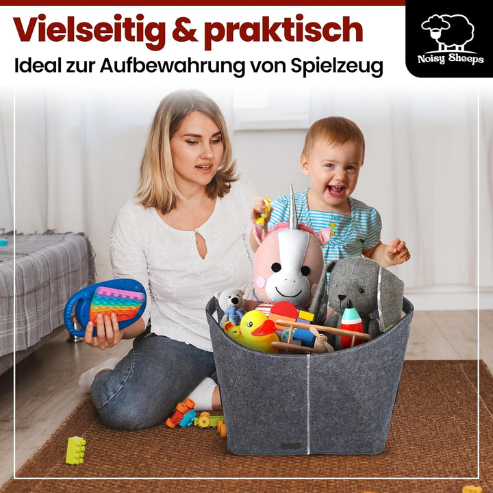 Noisy Sheeps® Holzkorb für Kaminholz gross XXL 60L | Extra starker 6mm Filz | inkl. Anzündwolle für