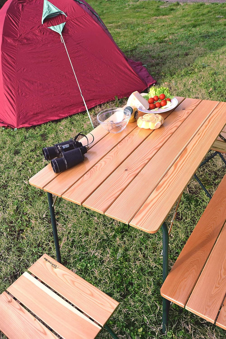 CASTELMERLINO 46 Klapptisch Camper Lärche 80 x 60 cm mit Tasche Nylon 60 x 80 Grau und Natur, 60 x 8