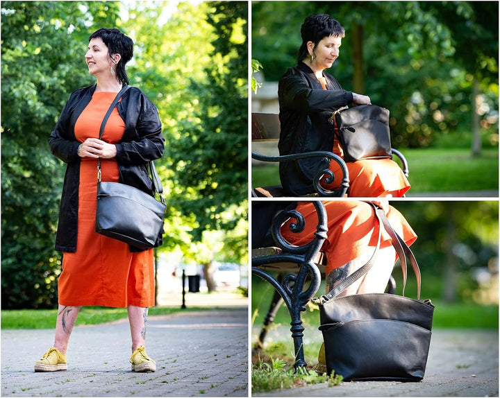 LECONI Umhängetasche für Damen Schultertasche Freizeittasche Damentasche Frauen Ledertasche Handtasc