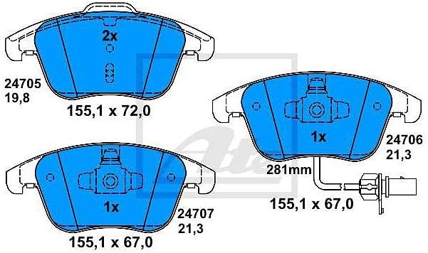 ATE Bremsenset Vorderachse inkl. Bremsscheiben vorne Ø 314 mm belüftet und Bremsbeläge vorne + Versc