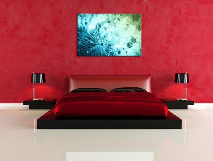 Pixxprint Pusteblume mit Wassertropfen als Leinwandbild/Grösse: 100x70 / Wandbild/Kunstdruck/fertig