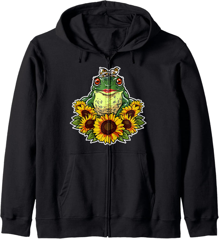 Süsse Kröte Liebe Geschenk Sonnenblumen Dekor Frosch Kapuzenjacke