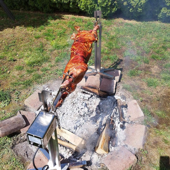 BBQ-Toro Edelstahl Spanferkelgrill mit Motor | höhenverstellbarer Spiessgrill | Elektrisches Edelsta