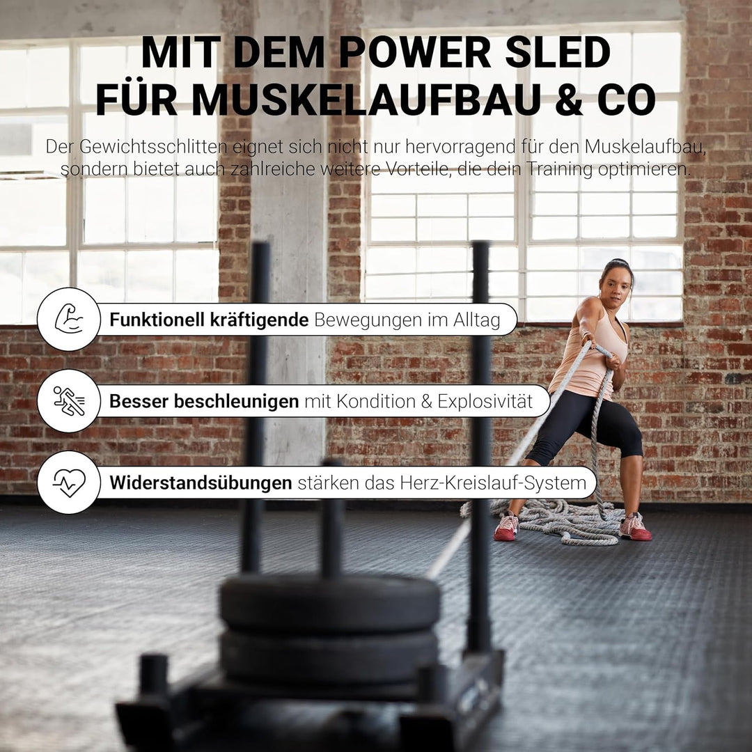 MSPORTS Gewichtsschlitten Premium - Power Sled, Powerschlitten, Sprint- und Zugschlitten, Schnellkra