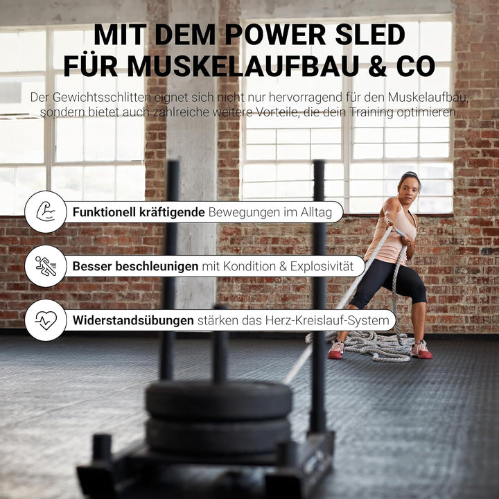 MSPORTS Gewichtsschlitten Premium - Power Sled, Powerschlitten, Sprint- und Zugschlitten, Schnellkra