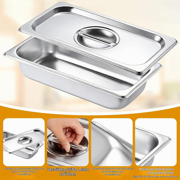 IIRC Panierschalen Set 3-Teilig, 32,5 x 17,5 x 6,5 cm Edelstahl Schale, Panierset für Gebratenes, Fi