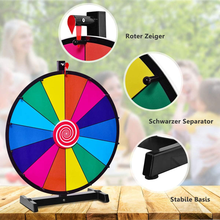 DREAMADE Glücksrad zum drehen, Tischglücksrad für Lotteriespiele Wheel of Fortune Bunt, Preisrad mit