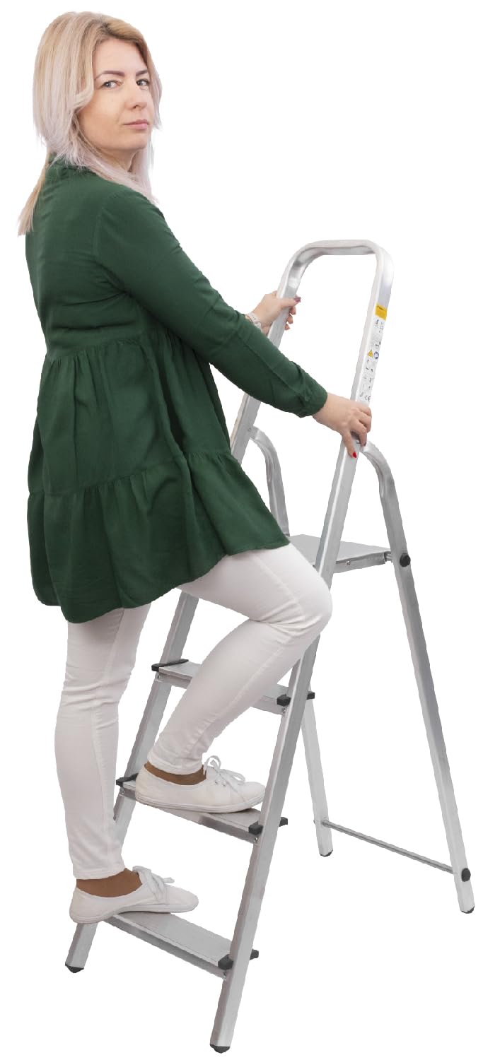 STREND PRO Trittleiter 4 Stufen Klappbar | max. 125kg | Haushaltsleiter 4 Stufen | Stehleiter 4 Stuf