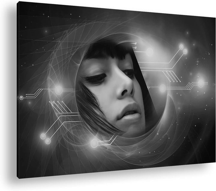 deyoli fantasievolle Science-Fiction Welt Format: 80x60 als Leinwand, Effekt: Schwarz&Weiss, Motiv f