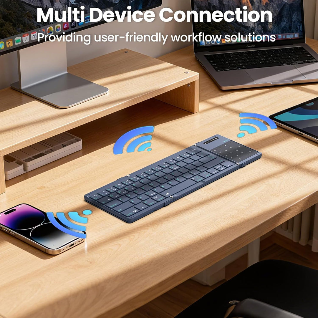 Nillkin Faltbare Bluetooth Tastatur mit Touchpad, kabellose Wiederaufladbare Klapptastatur mit Ziffe