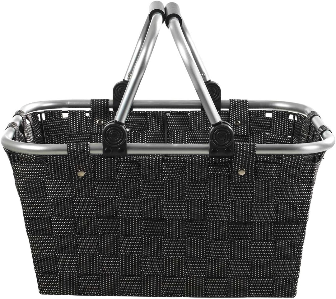 Home4You Einkaufskörbe 2er Set mit Griffen - 40 x 19,5 x 30 cm - Schwarz - Kunststoff - Einkaufstasc