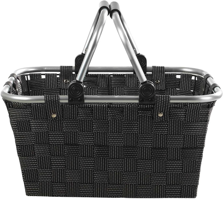 Home4You Einkaufskörbe 2er Set mit Griffen - 40 x 19,5 x 30 cm - Schwarz - Kunststoff - Einkaufstasc