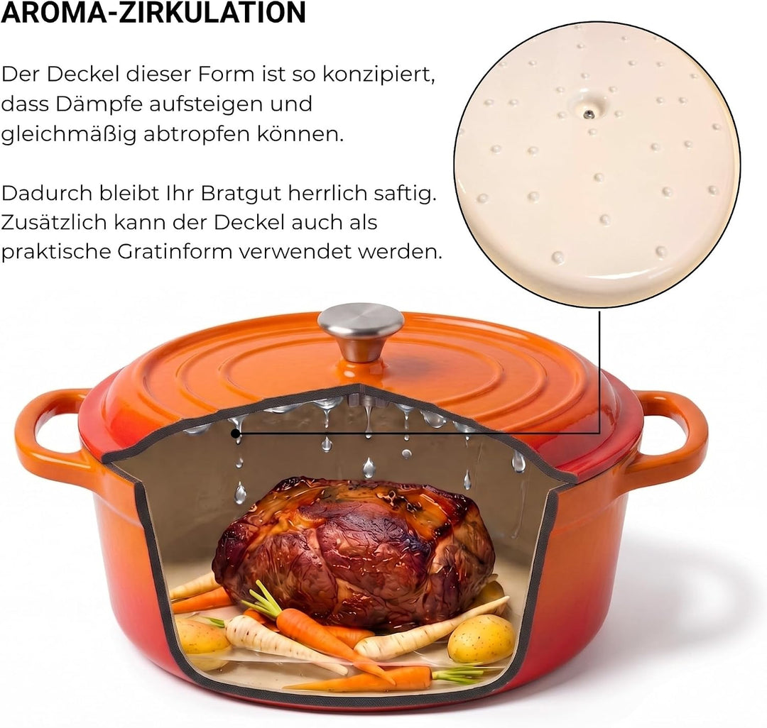 osoltus Bräter Gusseisen m. Deckel Emaille Bratentopf Gusseisentopf (Orange, oval) Orange oval, Oran