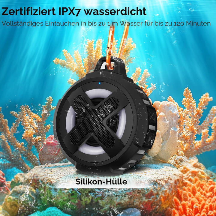 Verbessert, Pro Fahrrad Lautsprecher, mit Lenkermontage, Bluetooth V5.4, IPX7 wasserdicht, Silikonko