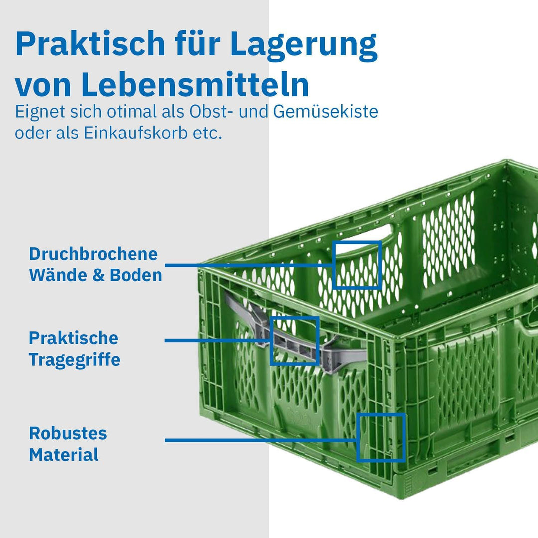 DIE BOX FABRIK Gemüse/Obstkiste klappbar 600x400x180 mm | Klappbox durchbrochen | Stapelbox für Obst