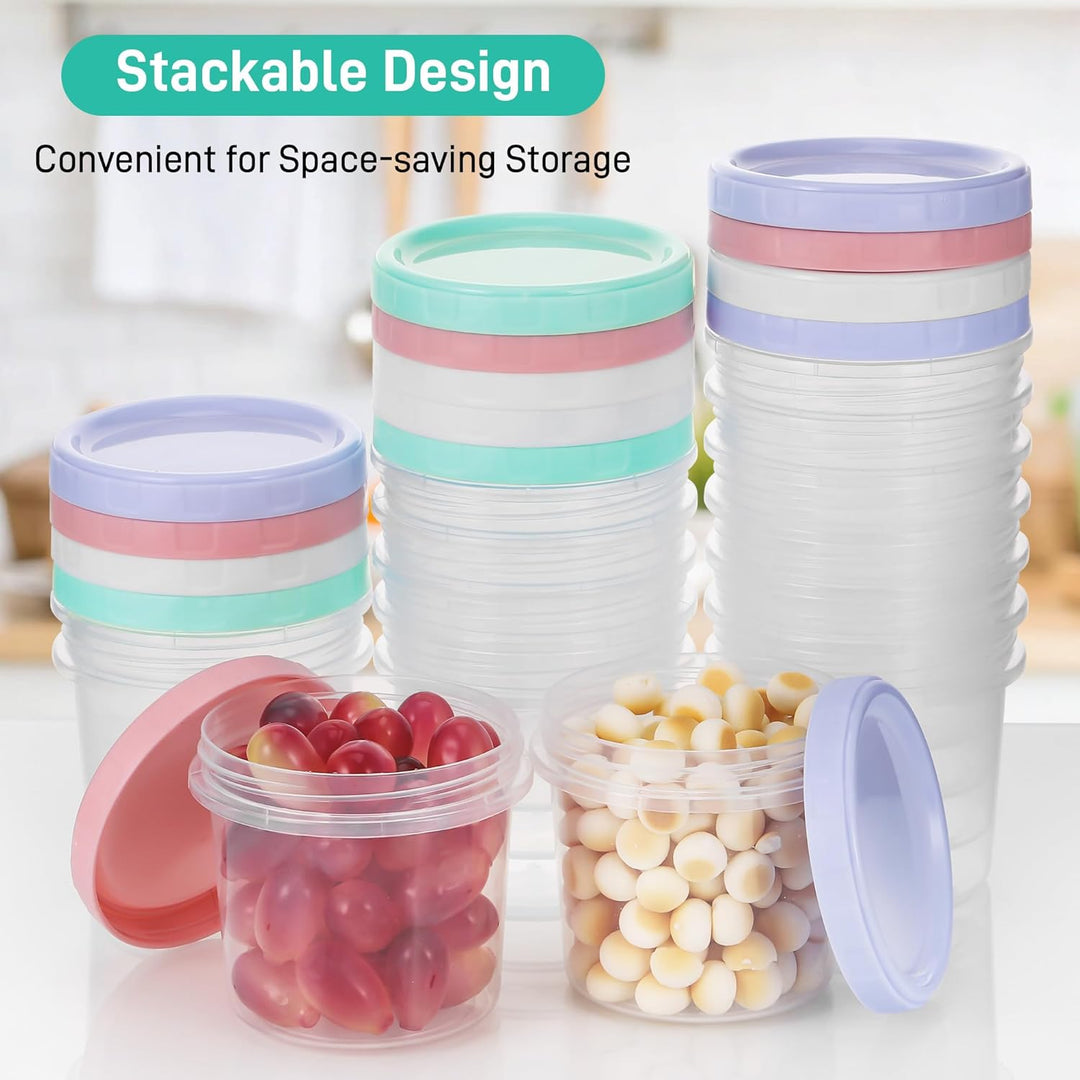 16-Pack Kleine Dosen mit Deckel Plastik, 300ML Wiederverwendbare Snackdose, Auslaufsichere Schraubve