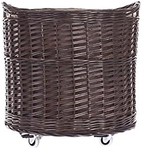 e-wicker24 Alles aus Weide Vollweidener Kaminkorb, rund, Rollkorb aus Weide, Rollkorb für Kaminholz,